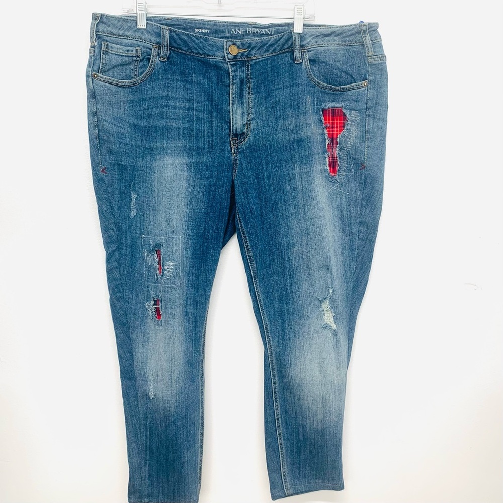 Lane Bryant Jeans Woman 22 Skinny Patchwork Stretch Boho Western Casual Distress